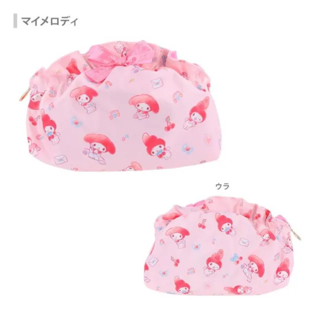 【小禮堂】雙11 Sanrio 三麗鷗 綁帶式收納包 荷葉邊滿版款 雙子星 美樂蒂 酷洛米(平輸品)