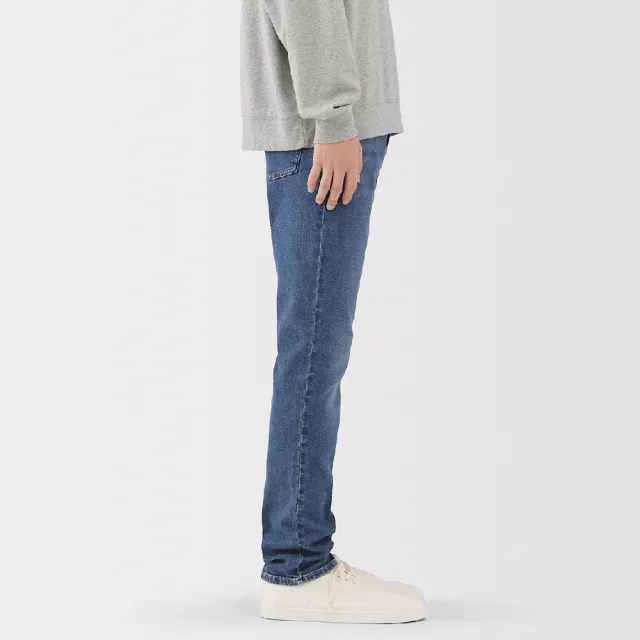 【MUJI 無印良品】男彈性丹寧合身褲(藍色/暗藍)