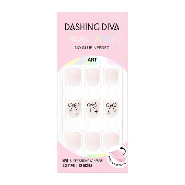 即期品【DASHING DIVA】MAGICPRESS 薄型經典美甲片_芭蕾氣息(芭蕾 緞帶 蝴蝶結 珍珠 裸膚 珠光)