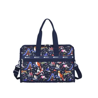 【Lesportsac】輕量材質 中型旅行袋(4318 雪國汪星人)