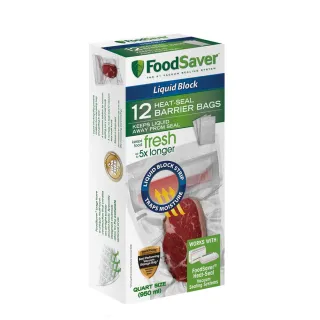 【美國FoodSaver】真空汁液防滲袋12入 950ml(適用：滷味/醃漬物/生肉)