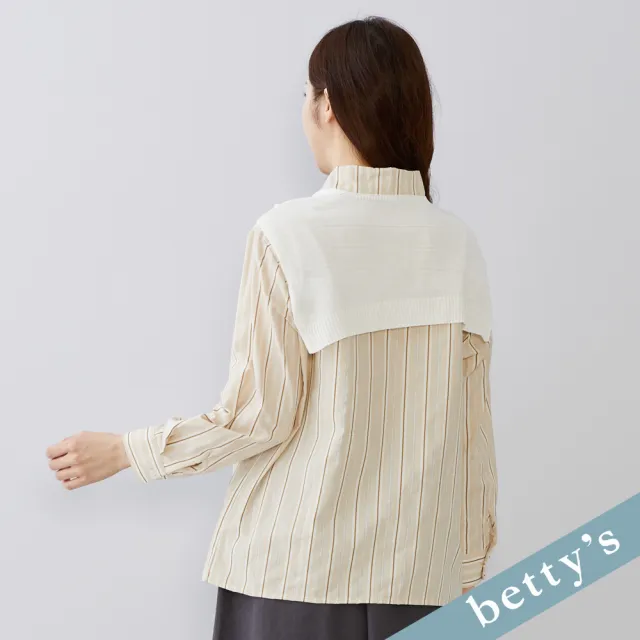 【betty’s 貝蒂思】出清品  兩件式披肩直條紋襯衫(卡其)