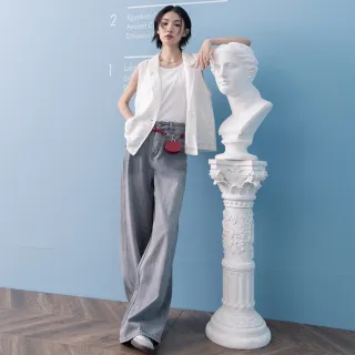 【gozo】水洗彈性彎刀牛仔褲(兩色)