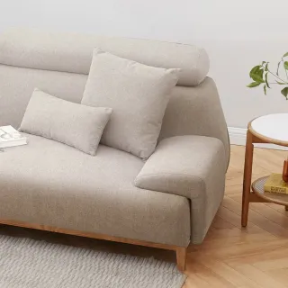 【hoi! 好好生活】YW有伴可調頭枕多功能儲物L型三人座布沙發2.8M(右L型) 砂礫白 S0158