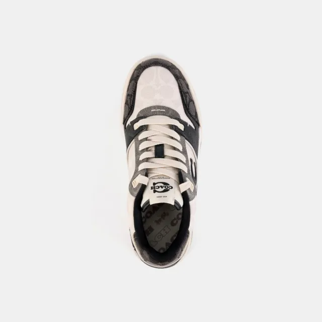 【COACH】蔻馳官方直營 SOHO 混合經典 SIGNATURE 男士休閒鞋 運動鞋 布鞋-黑色/白堊色(CDE17)