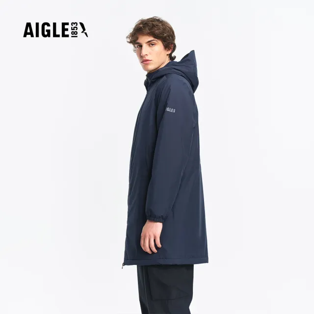 【AIGLE】防水保暖長版外套｜AG-FBM50A057 深藍(防水外套 防風外套 保暖外套 大衣)