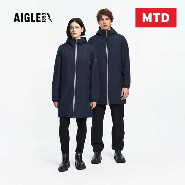 【AIGLE】防水保暖長版外套|AG-FBM50A057 深藍(防水外套 防風外套 保暖外套 大衣)