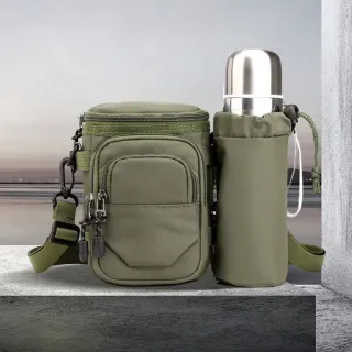 【休閒單品】軍綠多功能戶外大容量斜跨包(一包三用 水壺包 腰包 戶外運動 路跑慢跑 騎行)