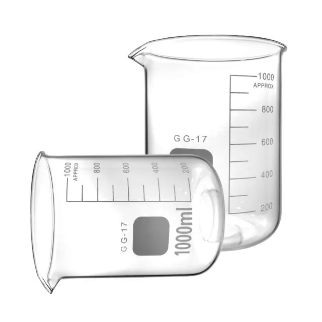 【工具達人】寬口燒杯 透明玻璃杯 化學實驗室器材 1000ml 玻璃燒杯 玻璃量杯 實驗燒杯(190-GCL1000)