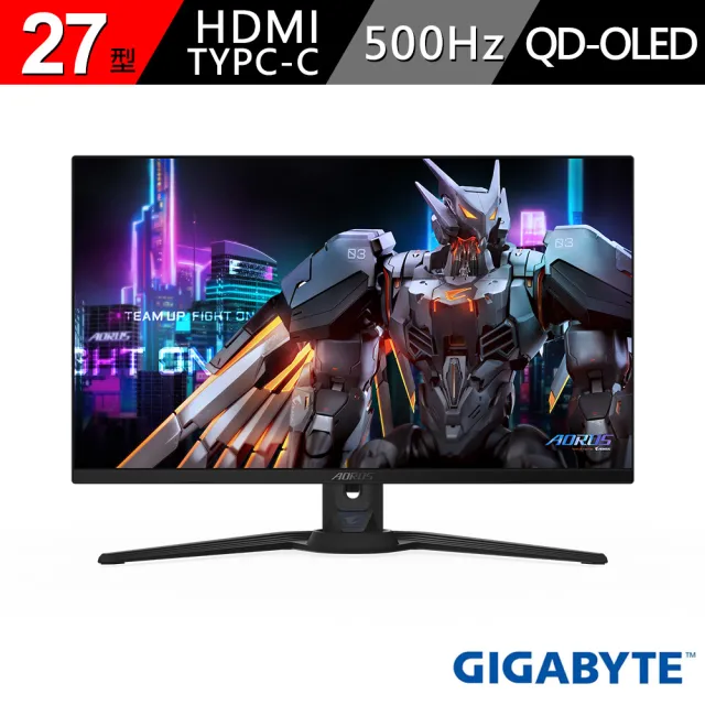 【GIGABYTE 技嘉】AORUS FO27Q5P  27型 2K 電競螢幕(QHD/500Hz/0.03ms/QD-OLED/DP2.1/HDMI2.1)
