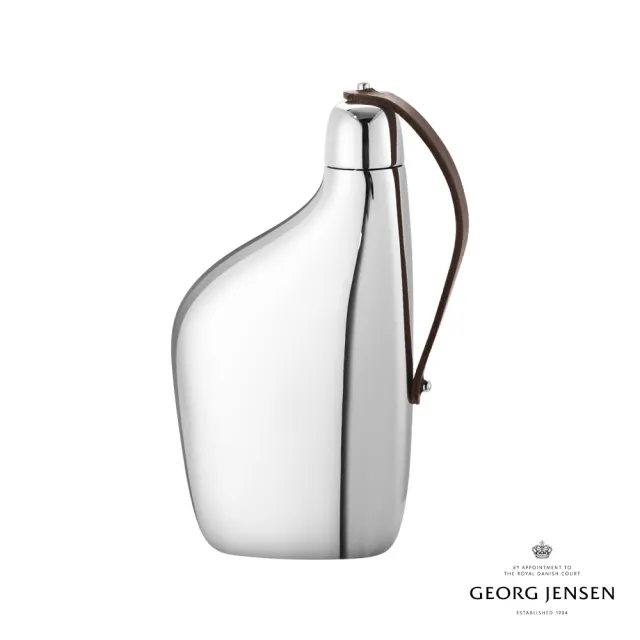 【Georg Jensen 喬治傑生】SKY 小酒瓶(鏡面拋光不鏽鋼 皮革)