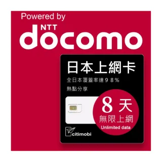 【citimobi】DOCOMO日本上網卡 - 8天吃到飽不降速(日本網卡 日本網路 日本 網卡 網路 上網 sim卡)
