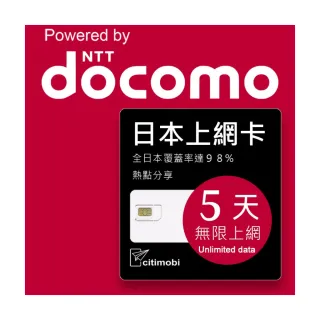 【citimobi】DOCOMO日本上網卡 - 5天吃到飽不降速(日本網卡 日本網路 日本 網卡 網路 上網 sim卡)