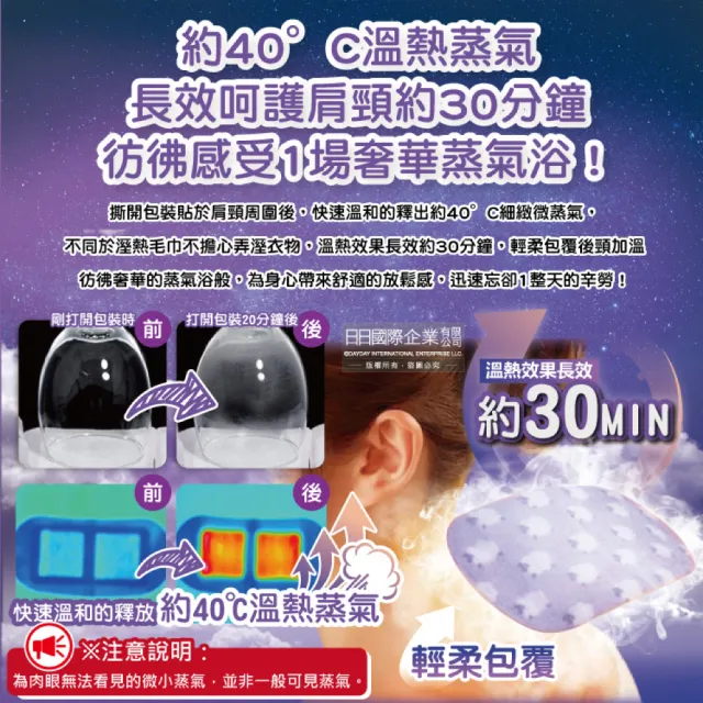 【日本KAO花王】日本境內版約40°C蒸氣睡前溫感肩頸熱敷貼片12片/盒(晚安蒸氣貼就寢前溫熱運動貼溫暖頸部)