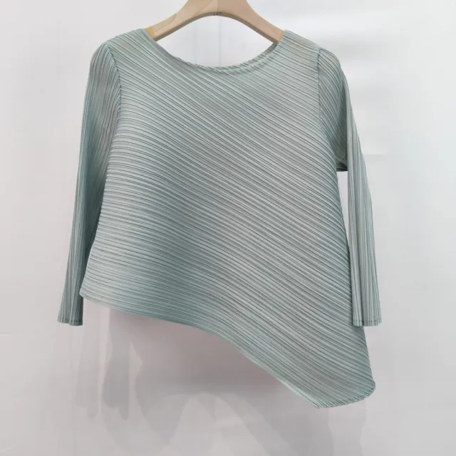 【米蘭精品】現貨+預購 三宅風皺褶衣服褶皺上衣高級摺衣彈力九分袖女裝顯瘦折衣大碼(圓領女上衣13色74mm14)