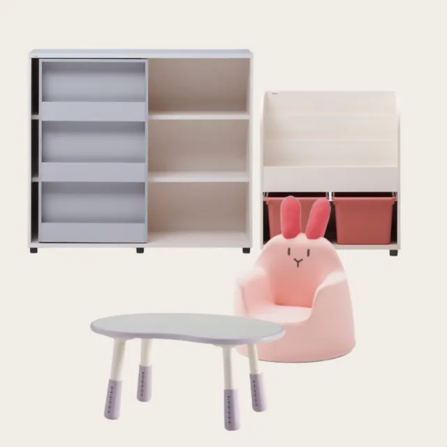 【iloom 怡倫家居】EDDI KIDS 經典系列組合滑軌書架(書櫃 書架 櫃子 兒童桌 成長桌 兒童沙發 桌子兒童椅)