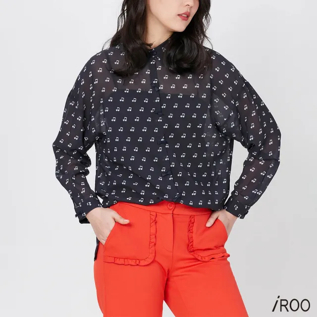 【iROO】甜美樂章女人雪紡長袖上衣