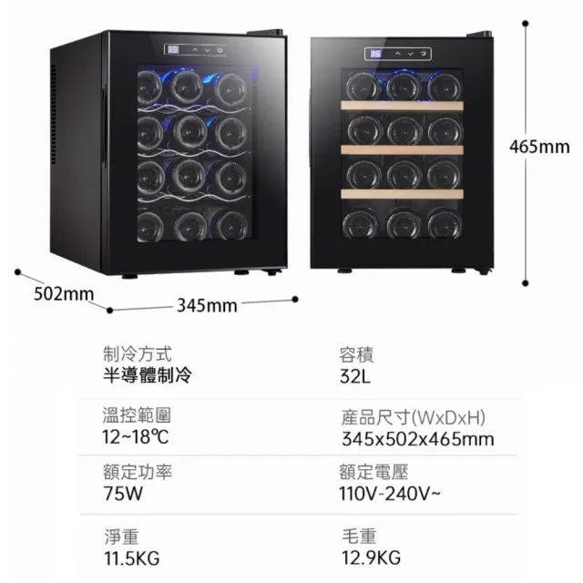 32L容量-110v小型家用儲酒櫃(可放12隻紅酒/恆溫紅酒櫃)
