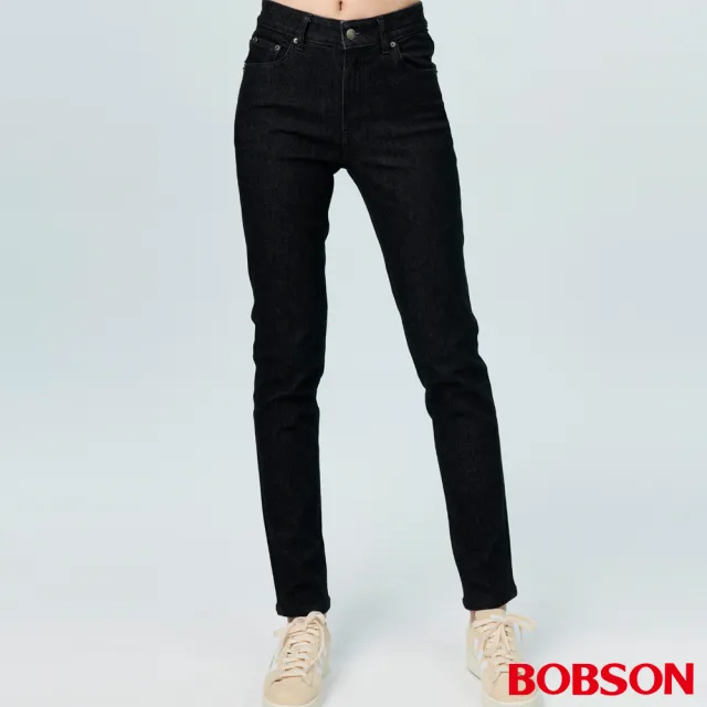 【BOBSON】女款高腰保暖紗刷毛小直筒褲(OL003-87)