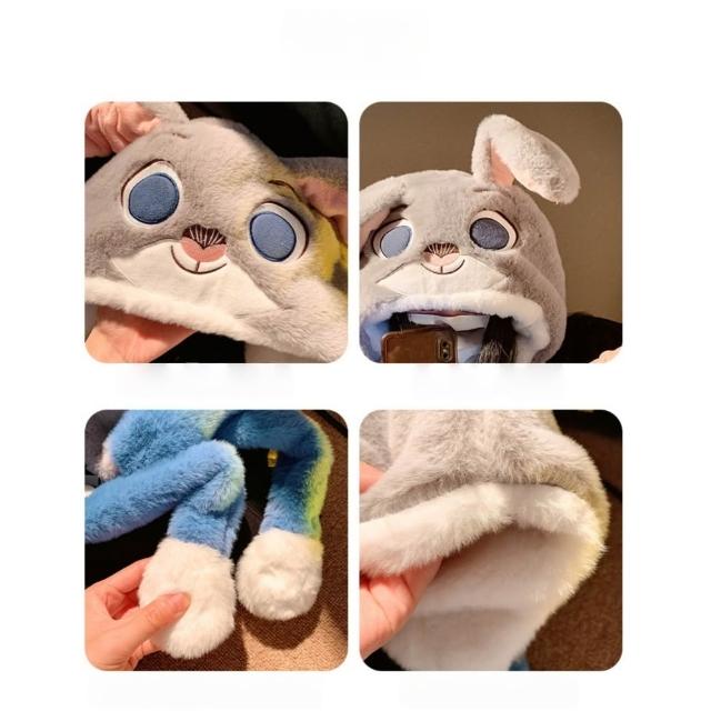 【森田小倉】會動耳朵的帽子 圍巾帽子 動物方城市2(哈茱蒂 胡尼克帽子 耳朵帽子 可愛 54-58頭圍)