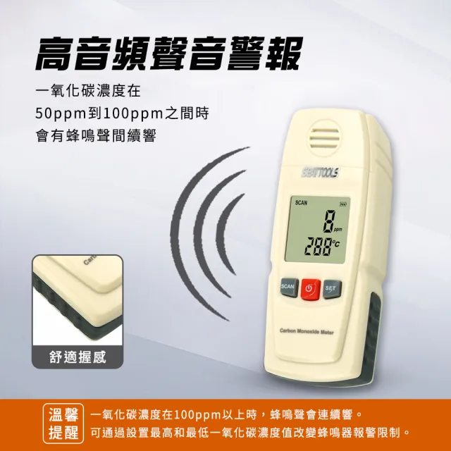 【工具達人】掌上型一氧化碳偵測器 氣體檢測儀 一氧化碳檢測器 天然氣 CO探測 漏氣偵測(190-CGD8805)