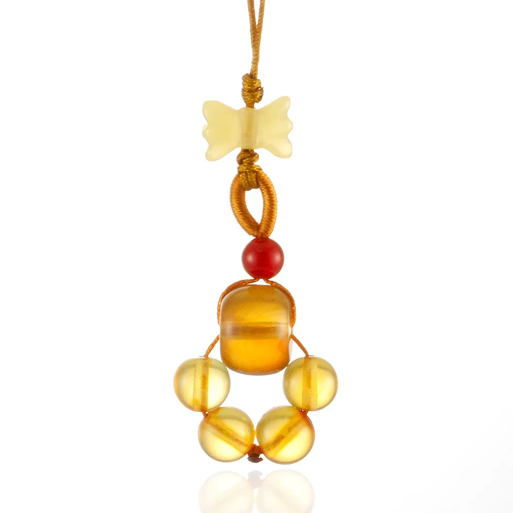 【Woogie武吉珠寶】琥珀蜜蠟設計金珀棕珀手機鍊(400)