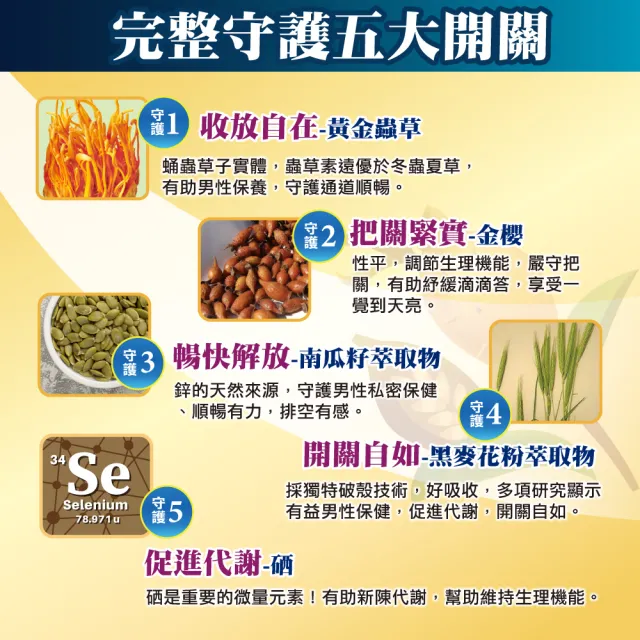 【順天本草】金攝寶膠囊 60顆/盒(南瓜籽 黑麥花 蛹蟲草子實體)