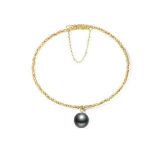 【King Star】日本進口 18K金 天然南洋黑珍珠手環 8.5-9mm 暮金