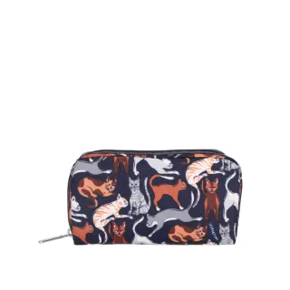 【Lesportsac】輕量尼龍 長形化妝包(6511 好奇貓咪黑)