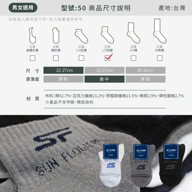 【SunFlower 三花】6雙組男女適用隱形運動襪/超透氣/織紋/大尺寸/休閒襪.襪子
