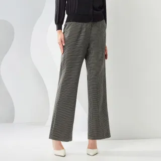 【MYVEGA 麥雪爾】MA千鳥格後鬆緊腰筆直長褲-深灰(錐形褲/)