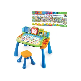 【Vtech】4合1多功能互動學習點讀寫桌椅組-全方位版(1桌+8學習套卡)