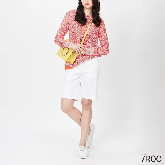 【iROO】氣質異材質拼接休閒針織上衣