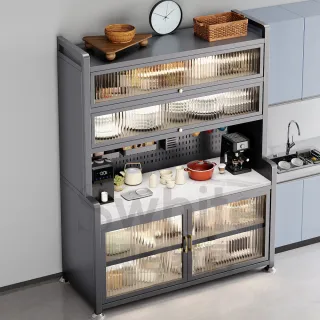 【靚白家居】岩板六層電器櫃 大檯面 120CM(餐櫃 餐廚櫃 電器櫃  置物架 廚房電器架 中島櫃)