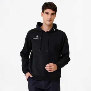 【Munsingwear】企鵝牌 網路獨家 男款黑色 配色織帶刺繡帽T MGWL2807