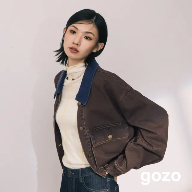 【gozo】A｜復古風立體彎刀袖水洗牛仔外套(兩色)