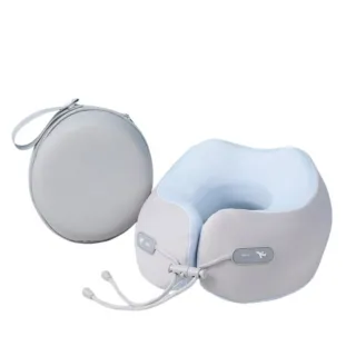 【YING SHUO】買一送一 旅行便攜加高護頸涼感U型枕 贈收納盒(強力環繞支撐  飛機頸枕 不歪脖)