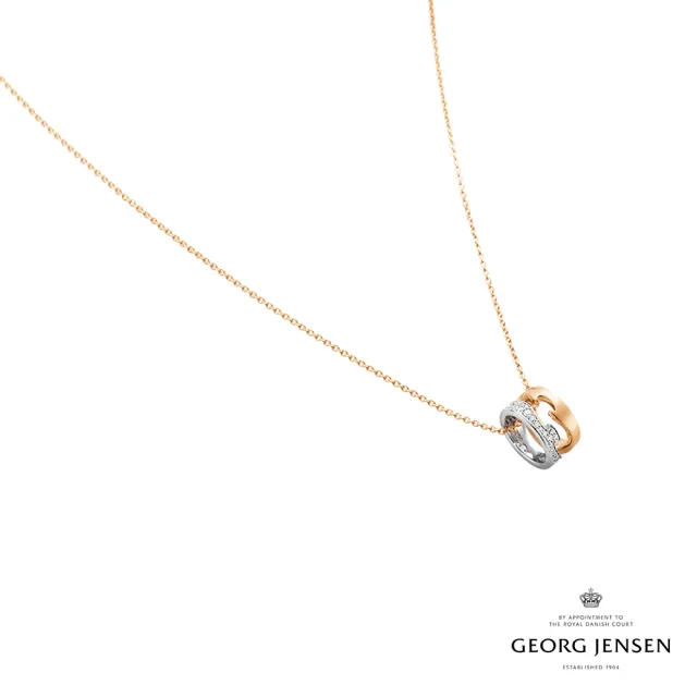 【Georg Jensen 喬治傑生】FUSION 項鍊(18K玫瑰金 18K白金 鑽石)