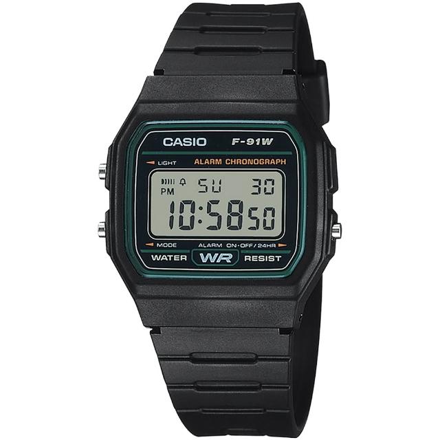 【CASIO 卡西歐】輕巧簡約鬧鈴電子錶 情人節 送禮(F-91W-3)