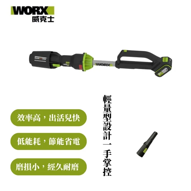 【WORX 威克士】20V 無刷鋰電吹風機 大面積吹風專業版 空機(WU231.9)工業風扇