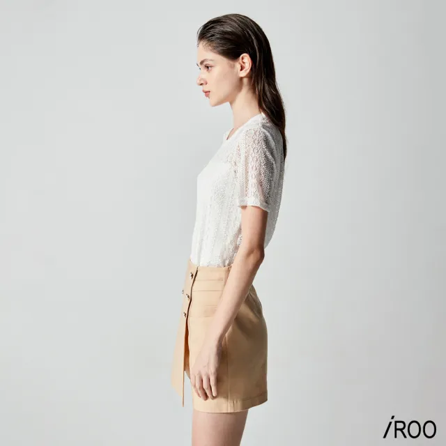 【iROO】雙排釦A字短褲裙