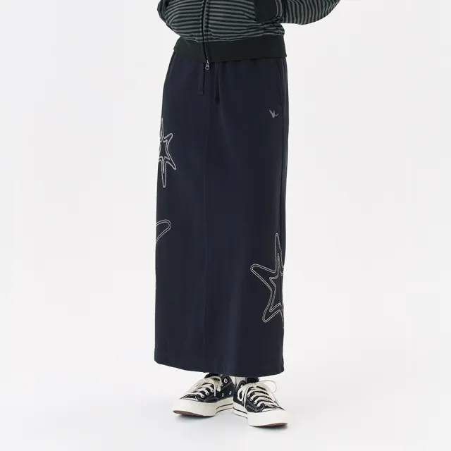 【Mark Gonzales】女裝 刺繡小天使塗鴉 長裙 - 黑色