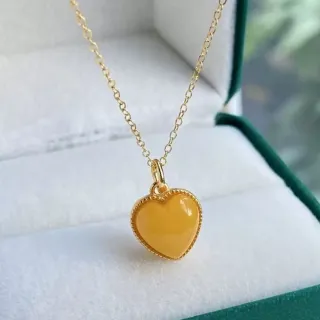 【勝弘珠寶】琥珀蜜蠟愛心項鍊(蜜蠟項鍊)