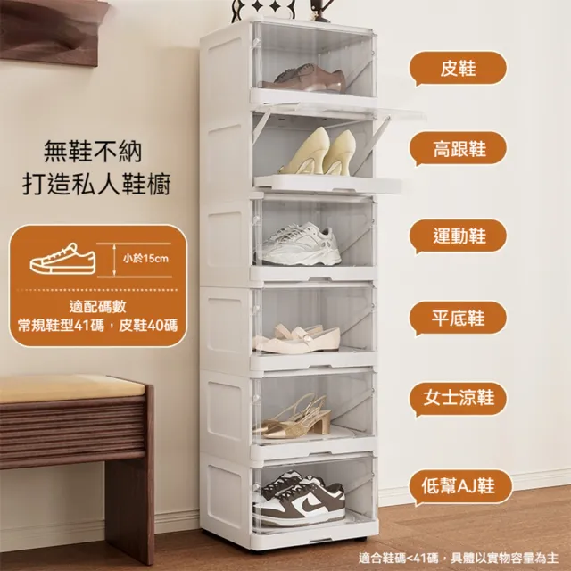 【歐德沐】多層旋轉透明鞋盒 抽拉式 34.1*24.9*100.8(鞋櫃 鞋架 鞋子收納盒 簡易鞋櫃 預購15天)