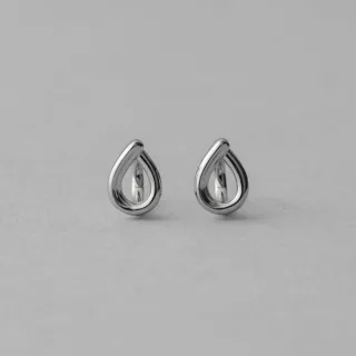【ete】線條水滴夾式耳環(鉑金色 金色)
