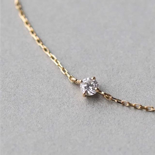 【ete】K18 經典單鑽爪鑲鑽石手鍊-0.06ct(金色 玫瑰金色)