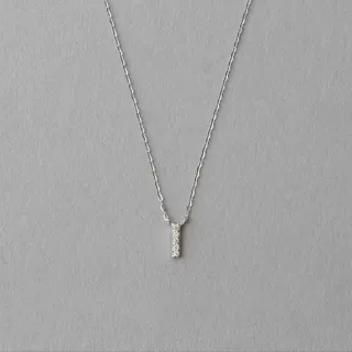 【ete】K10WG 層疊閃耀I字鑽石項鍊(白金色)