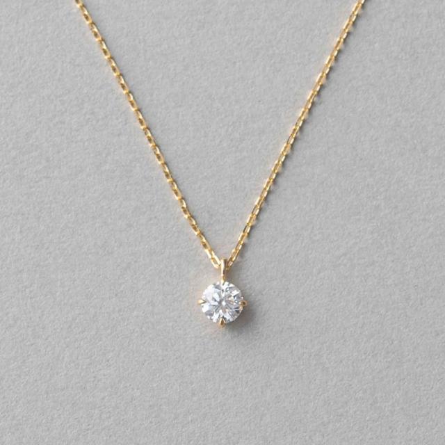 【ete】K18 經典單鑽爪鑲鑽石項鍊-0.20ct(金色 玫瑰金色)