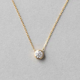 【ete】K18 經典單鑽包鑲鑽石項鍊-0.20ct(金色 玫瑰金色)
