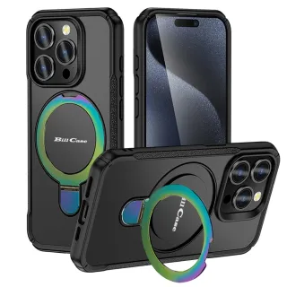 【Bill Case】戰神鎧甲 iPhone 13 Pro多功磁吸指環支架高規保護殼-極光酷黑(酷帥有型 多功合一 全面保護)